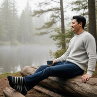 Alpaca Socks - Stripe - Moss