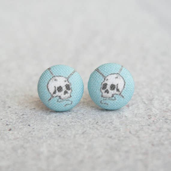 Knit or Die Fabric Button Earrings
