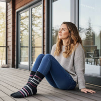 Alpaca Socks - Stripe - Mauve