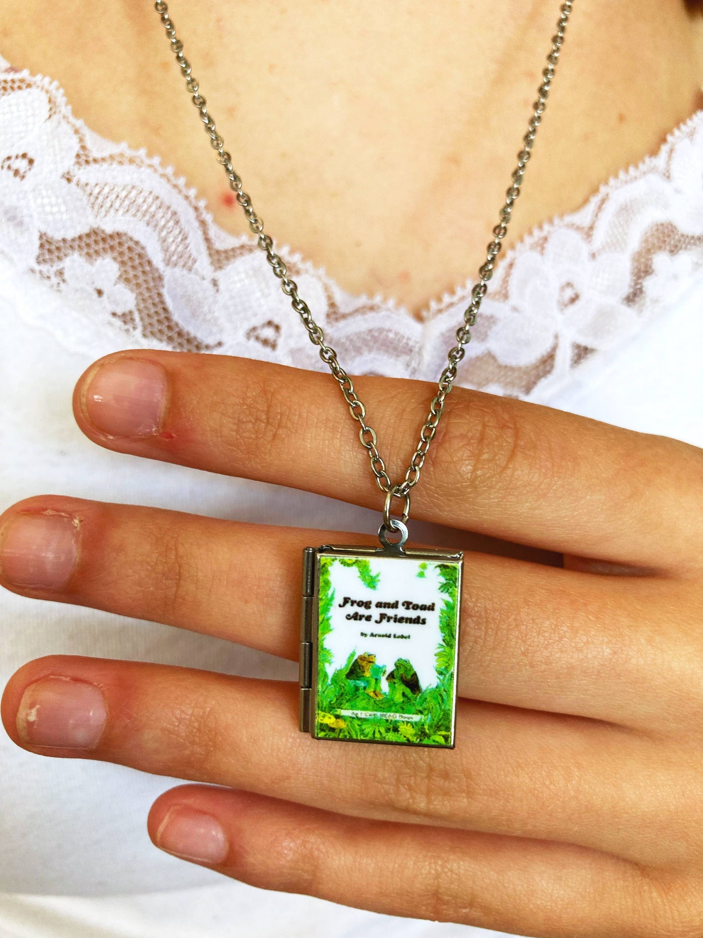 Book Locket Necklace - Frog and Toad Are Friends