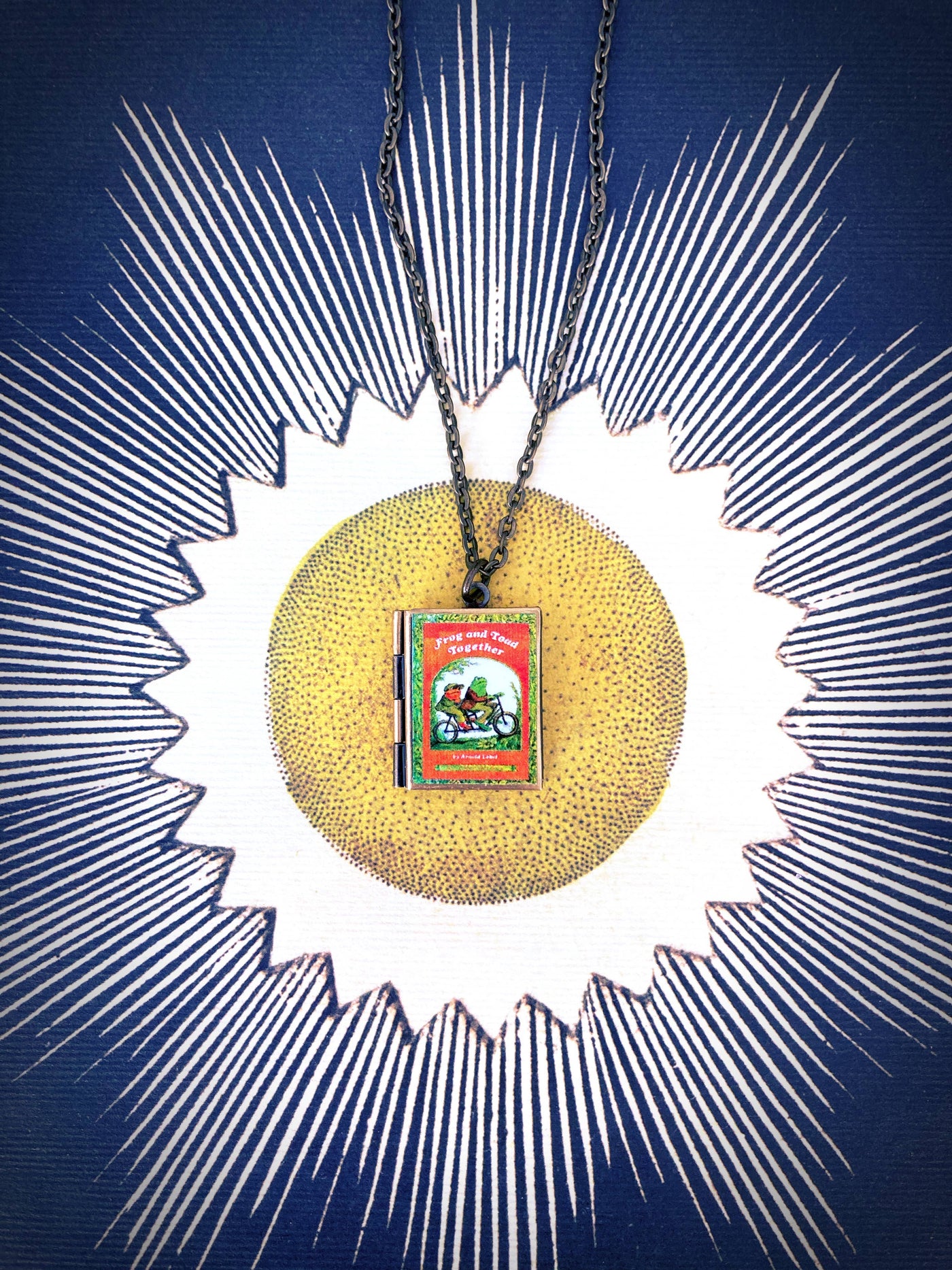 Book Locket Necklace - Frog and Toad Together
