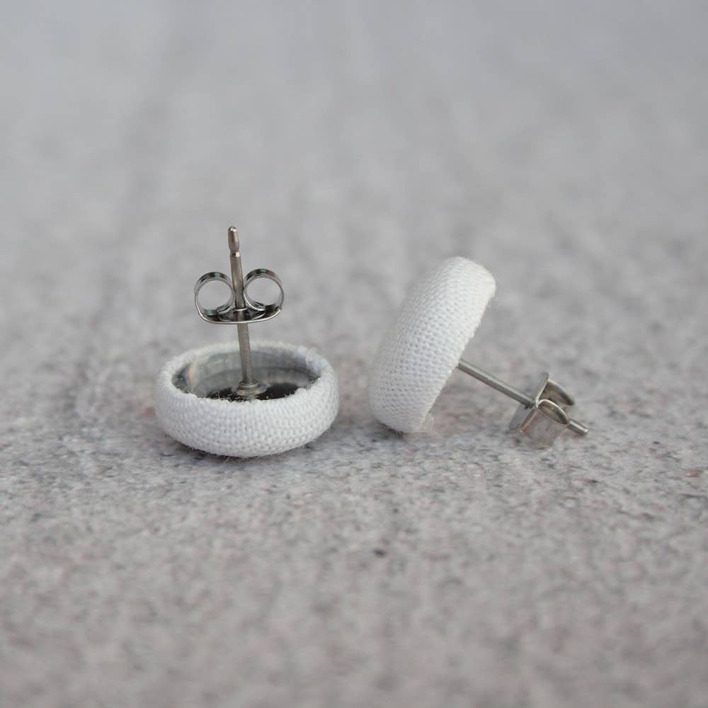 Knit Purl Punk Knitter Fabric Button Earrings