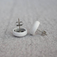 Knit Purl Punk Knitter Fabric Button Earrings