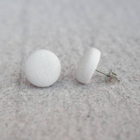 Knit Purl Punk Knitter Fabric Button Earrings