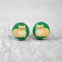 Loaf Cat Fabric Button Earrings