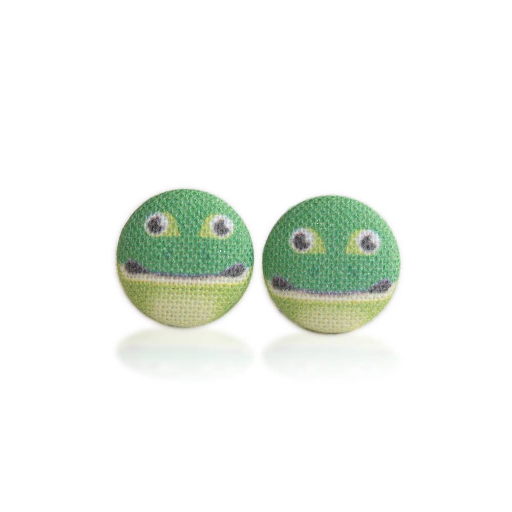 Frog Fabric Button Earrings