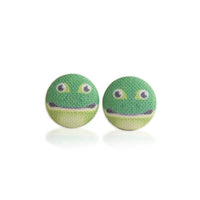 Frog Fabric Button Earrings