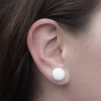 Knit Purl Punk Knitter Fabric Button Earrings