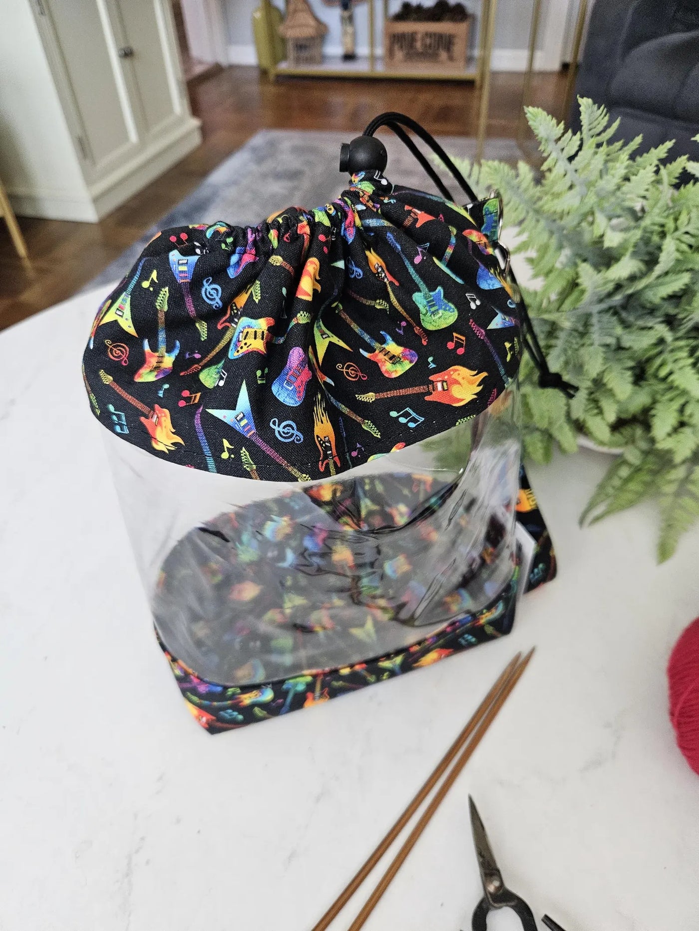 Clear Drawstring Project Bag - Rainbow Guitars