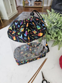 Clear Drawstring Project Bag - Rainbow Guitars