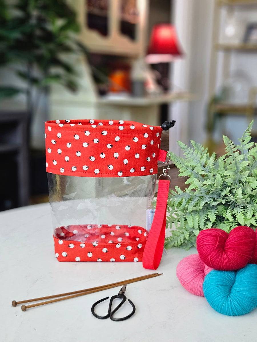Clear Drawstring Project Bag - Mini Sheep