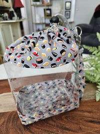 Clear Drawstring Project Bag - Sushi