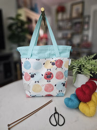 Drawstring Project Bag - Sheep Yarn Balls