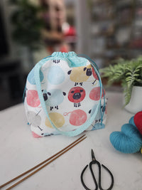 Drawstring Project Bag - Sheep Yarn Balls
