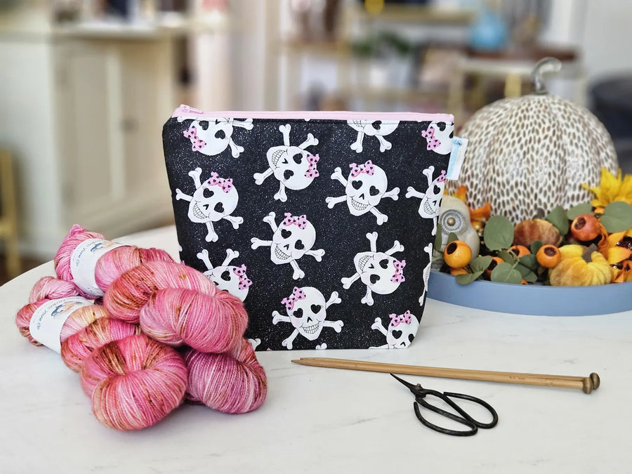 Small Project Bag - Glitter Skulls