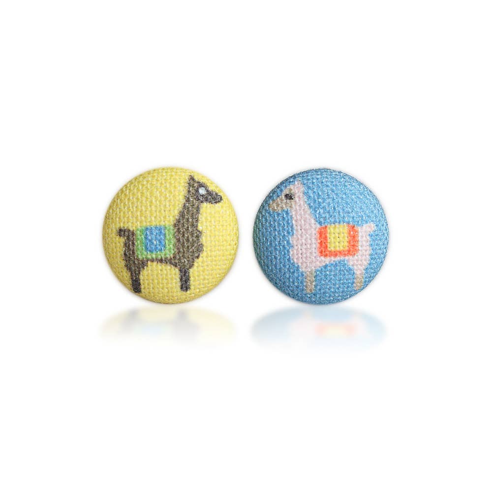 Alpaca Fabric Button Earrings