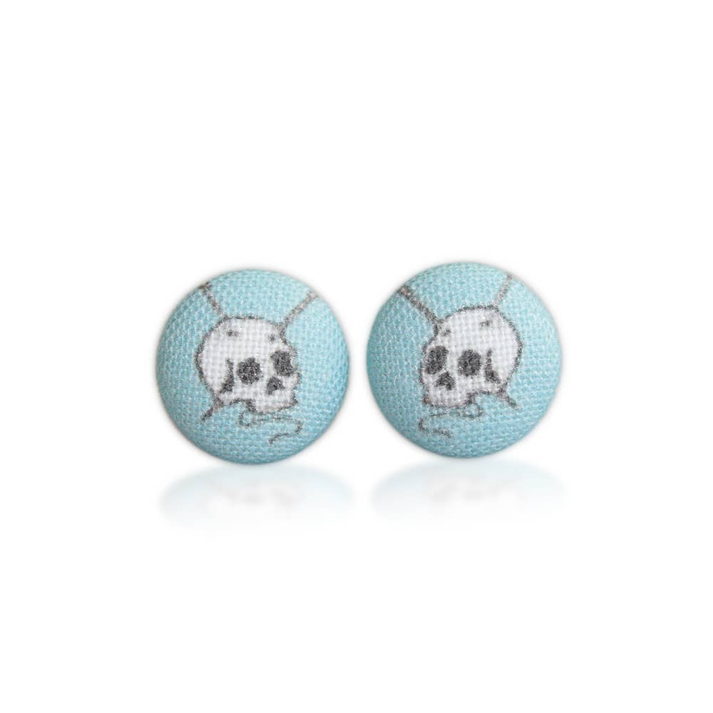 Knit or Die Fabric Button Earrings