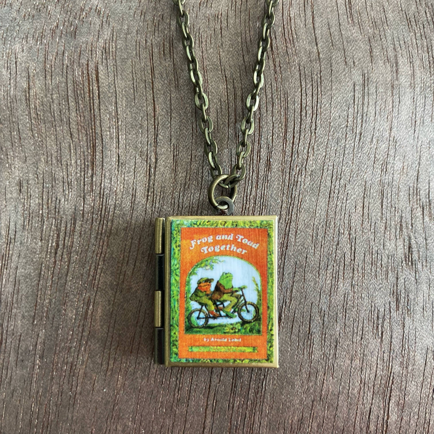 Book Locket Necklace - Frog and Toad Together