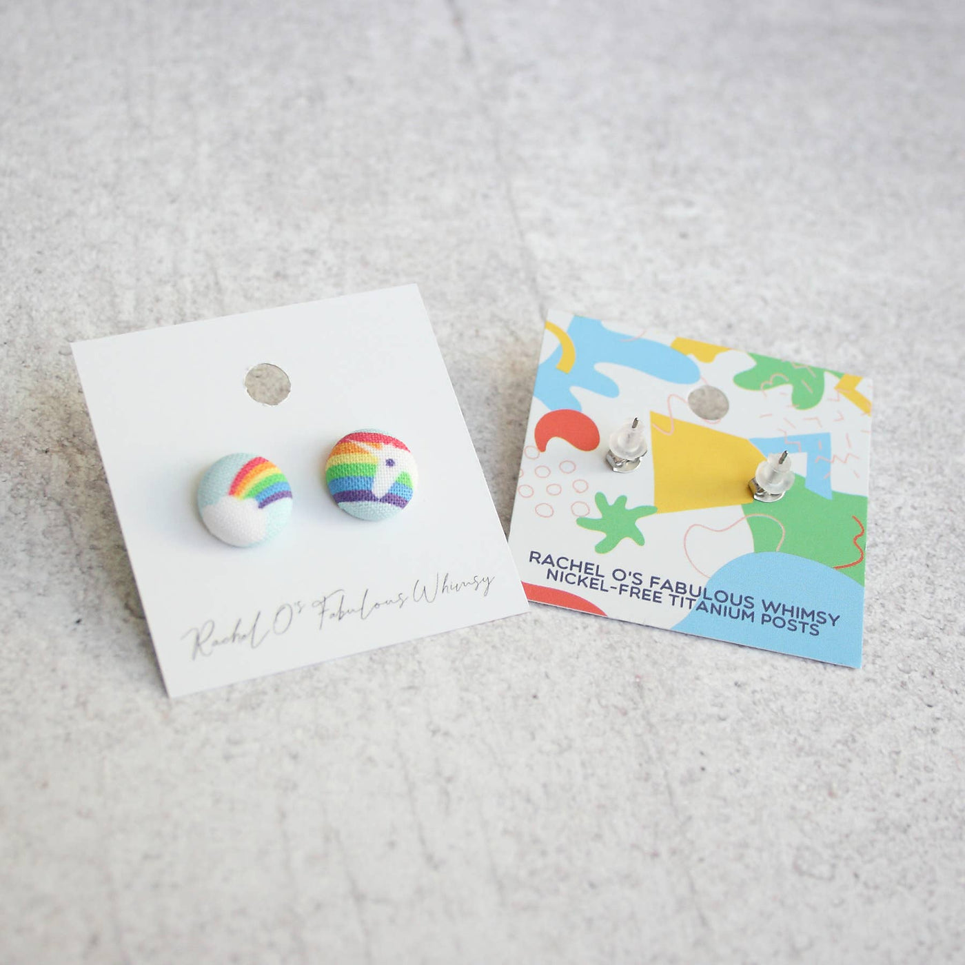 Knit Purl Punk Knitter Fabric Button Earrings