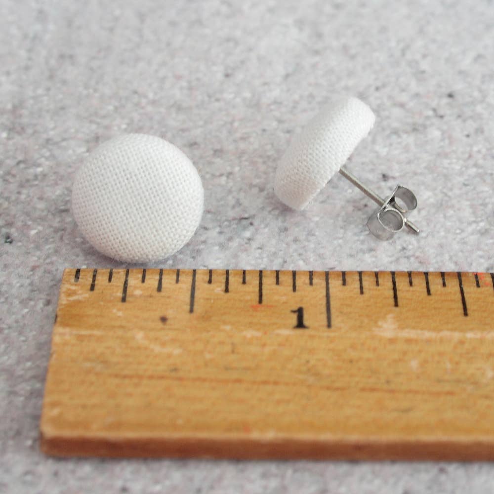 Lawn Gnome Fabric Button Earrings