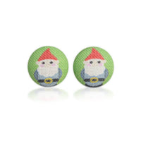 Lawn Gnome Fabric Button Earrings